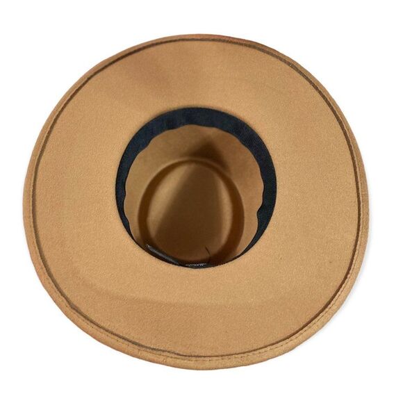 Dark Brown Wide Brim Pork Pie Round Crown Rancher Fedora Hat NEW - Picture 3 of 3